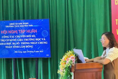 TRƯỜNG THCS NGUYỄN TRÃI THAM GIA TẬP HUẤN CHUYÊN MÔN VỀ CÔNG TÁC CHUYỂN ĐỔI SỐ, VẬN HÀNH CƠ SỞ DỮ LIỆU TRƯỜNG HỌC VÀ HỌC BẠ SỐ THỐNG NHẤT TOÀN TỈNH LÂM ĐỒNG